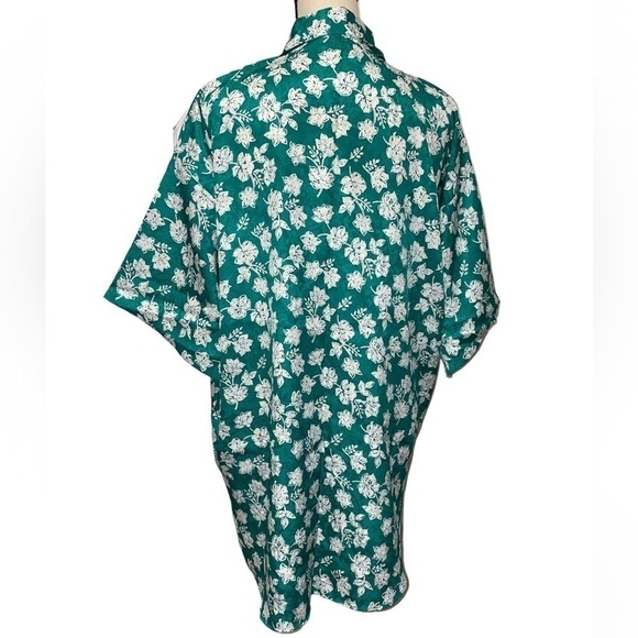 Vintage Victorias Secret Gold Label Green/White Floral Sleep Shirt - Picture 6 of 9